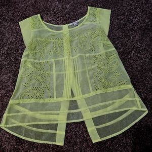 American Eagle Sheer Eyelet Blouse size Medium bright yellow